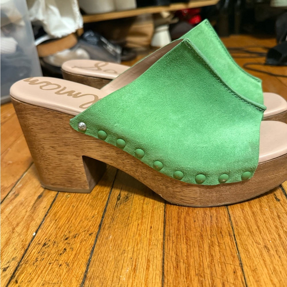 Sam Edelman Vibrant Green Suede Mules